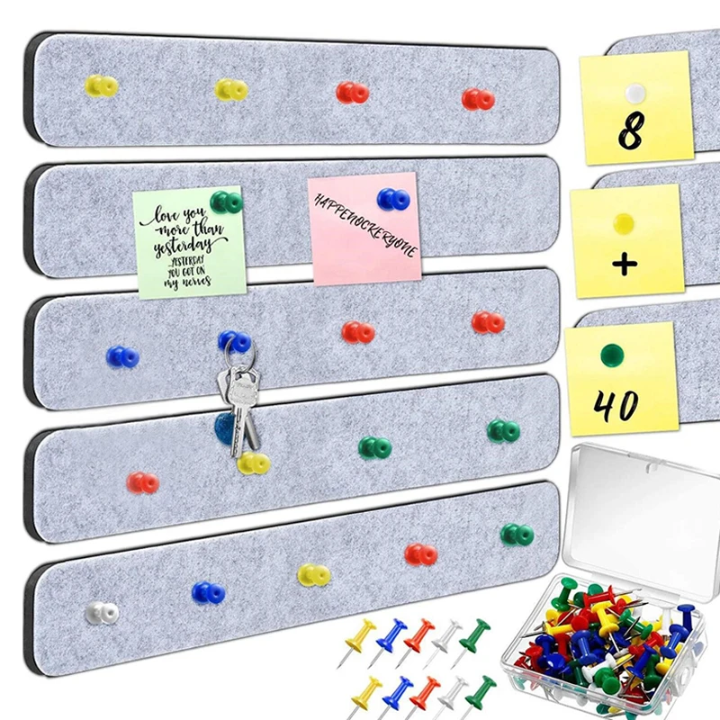 Self Adhesive Cork Board Strips 5PCS Felt Bulletin Board Self Adhesive Pin Board Message Room Wall Decor Sticky Notes Photo Display Home Office Recording Studio