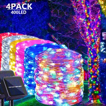 4Pack 400 LED Solar Light 1