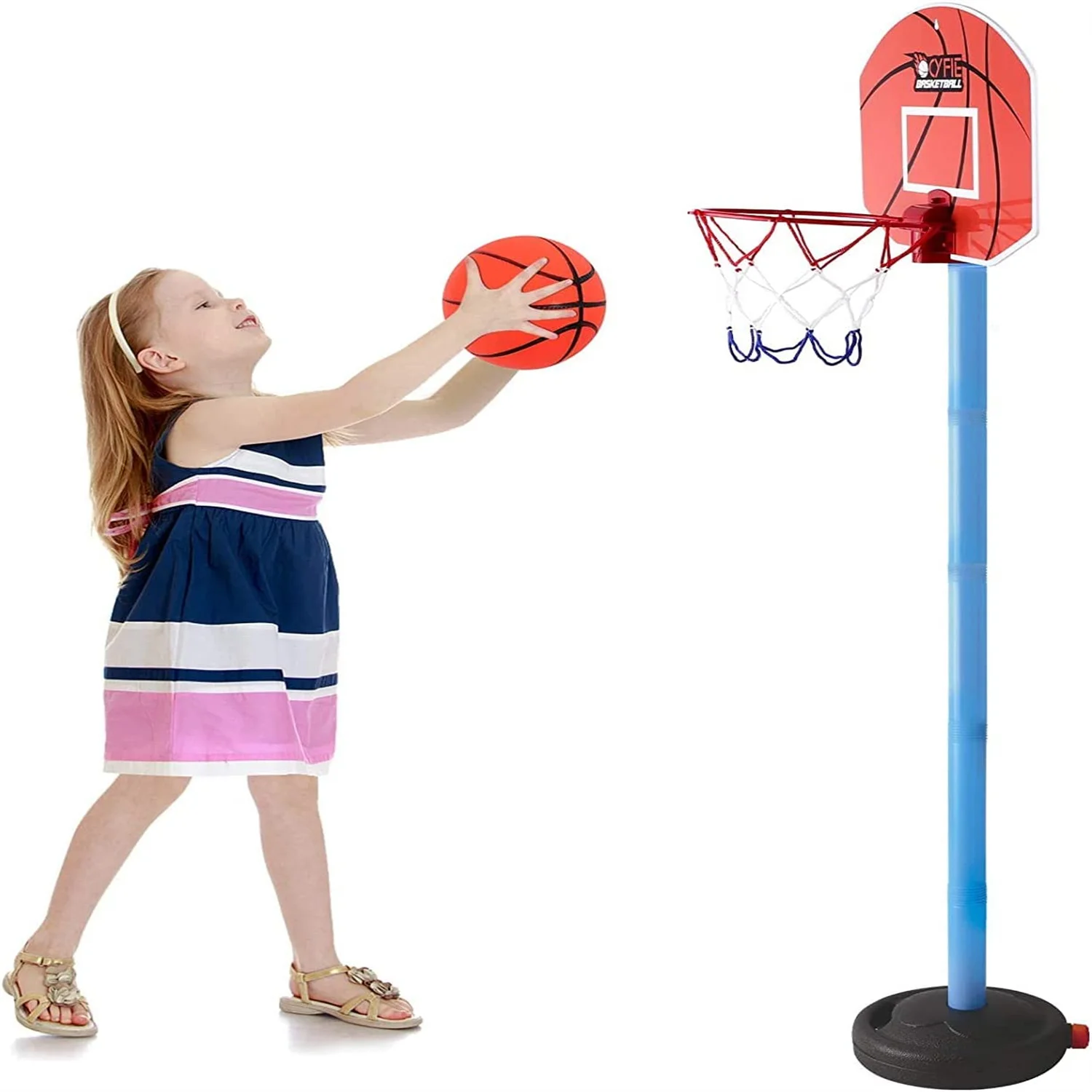 

Children Basketball Playing Set Outdoor Sport Adjustable Stand Basket Holder Hoop Goal Game Mini Indoor Boy Kids Yard Game Toys