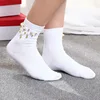 Fashion Women Solid Color Casual Socks w/ Pearls Decoration Ladies Short Cotton Socks 4