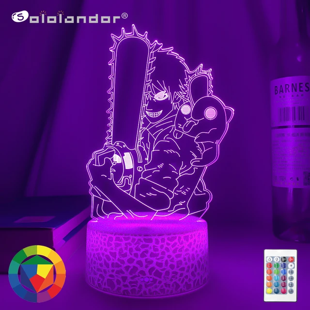 3d Lâmpada Led Anime Homem motosserra para quarto Decoração Nightlight Kids  Presente de Aniversário Manga Chainsaw Man Led Night Light Bedside