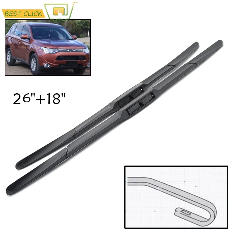 

Щетки стеклоочистителя для переднего стекла Mitsubishi Outlander 2013, 2014, 2015, 2016, 2017, 26, 18 дюймов, подходят для стеклоочистителя с крючками