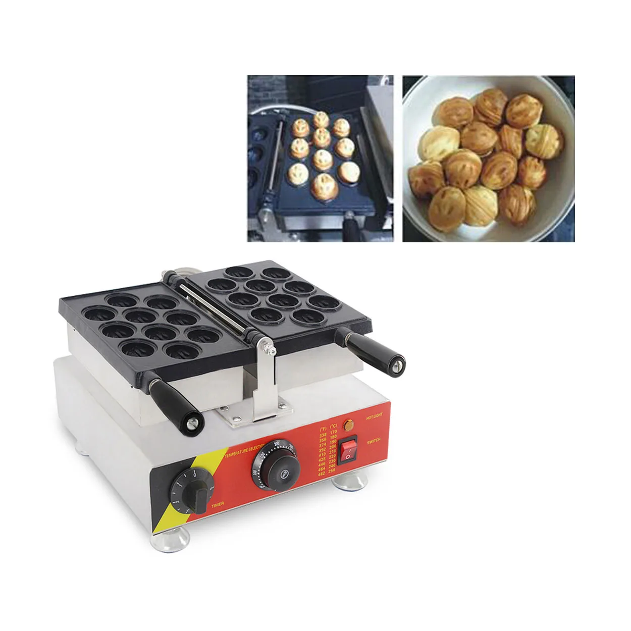 

Electric 10 pcs/plate Walnut Waffle Maker Machine with Non stick coating Filled Cake Baker