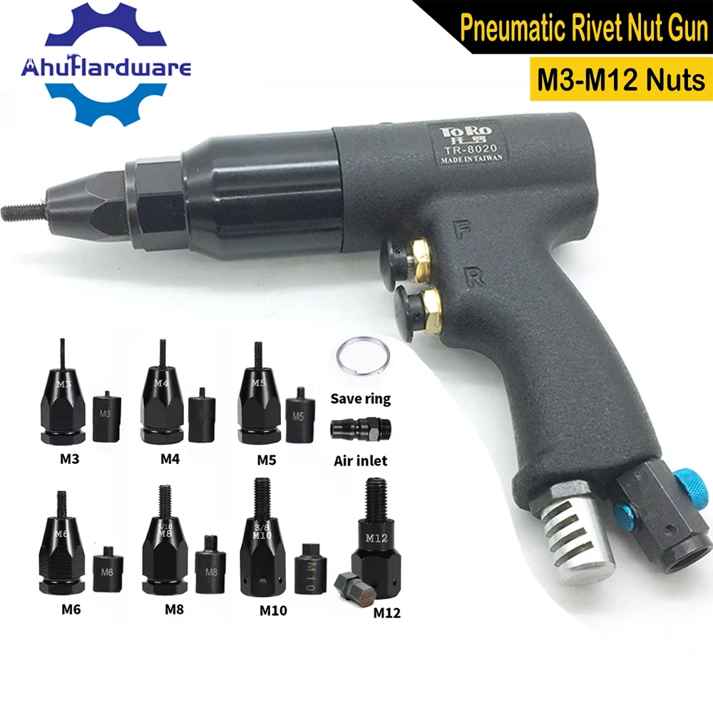 Newest M3 M4 M5 M6 M8 M10 M12 Pneumatic Rivet Gun Kit Blind Automatic ...