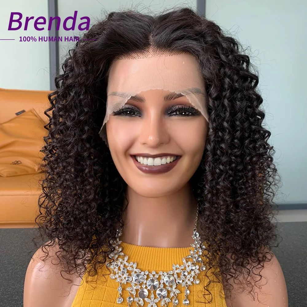 13x4 Lace Front Human Hair Wig Afro Kinky Curly Wigs Human Hair For Women Mongolian Glueless Lace Closure Wig 4X4 On Sale