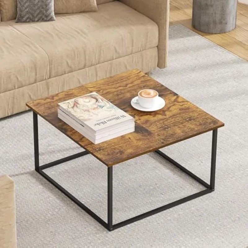 Small Coffee Table for Living Room,Modern Wood Coffee Table,Low Square Center Table Easy Assembly 5