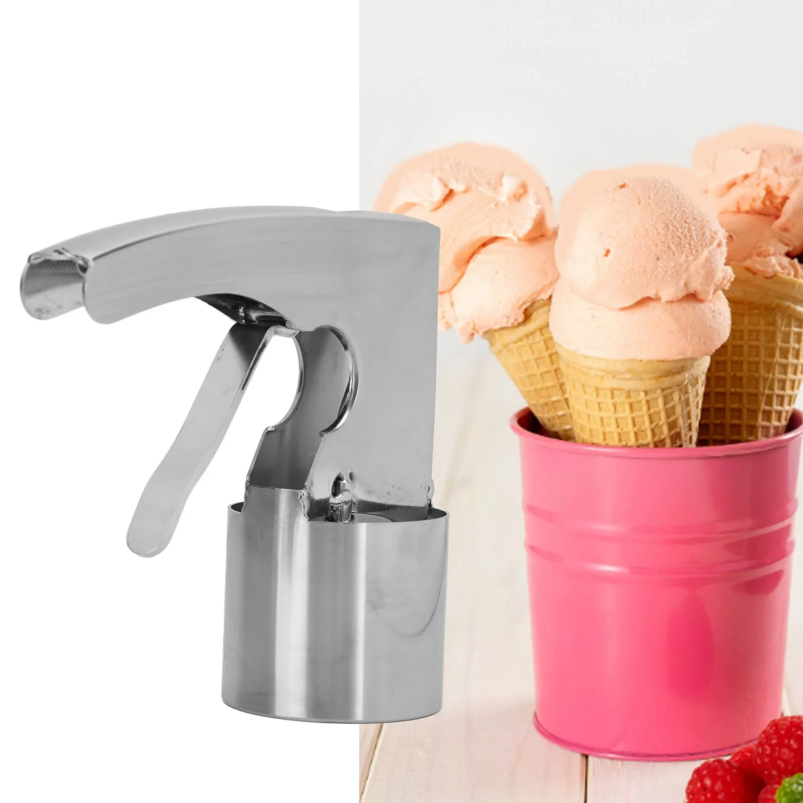 Commercial Grade Ice Cream Scoop, Stainless Steel Cylinder Ice Cream Scoop-Ergonomic Design for Perfect Scoop Shapes
