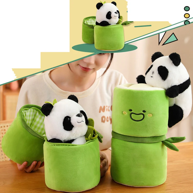 

Cute Bamboo Tube Panda Doll Hug Bamboo Shoot Panda Plush Toy Children's Day Gift