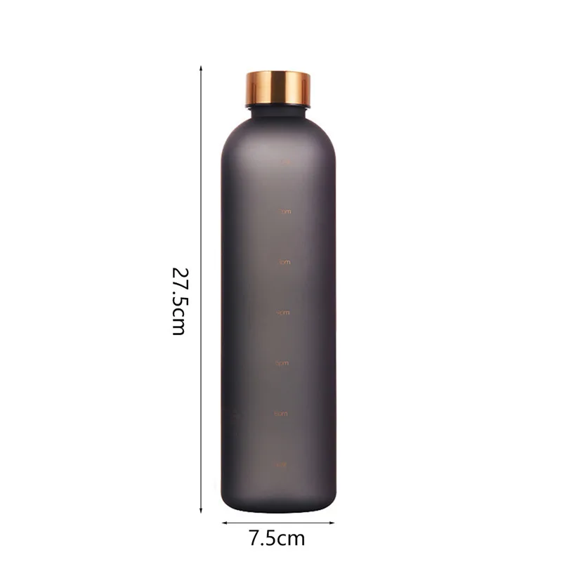 Matte Water Bottle 1000ML Plastic Water Cup with Lid Frosted Drinking Bottle for Girls with Time Marker Tea Drinkware Kitchen