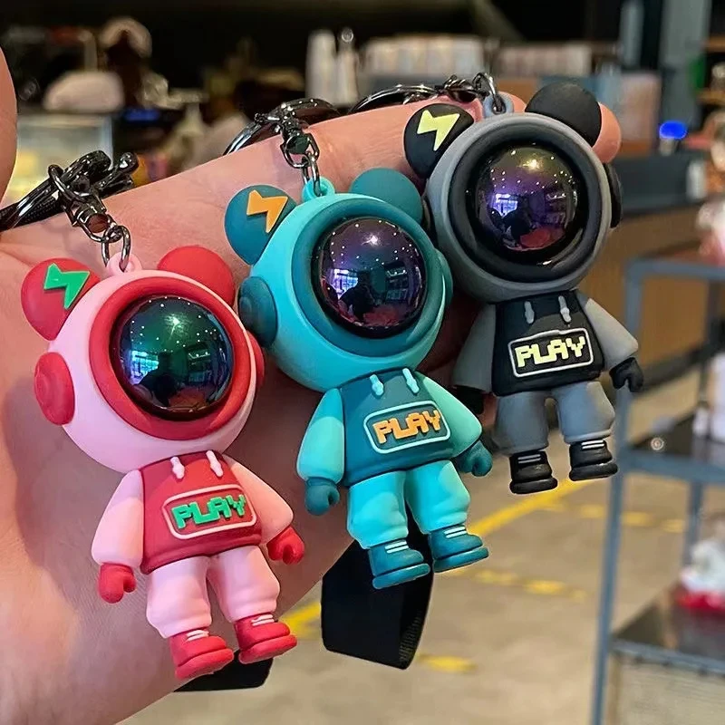 Bear Keychains 3pcs Lightning Bear Keychain Cute Cartoon Couple Doll Pendant