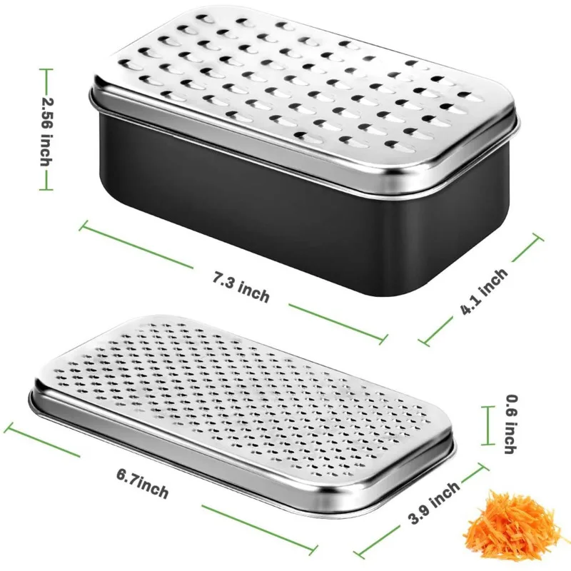 Stainless Steel Cheese Grater 1pc with Food Storage Container and Lid Versatile for Cheese Parmesan Kitchen Gadget