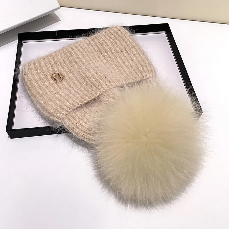 Angora shimmering sequin Beanie Hat Women with Pom Pom Hats Warm  Rabbit Fur Wool Knit Female Fashion Casual Fluffy Winter Hats 4