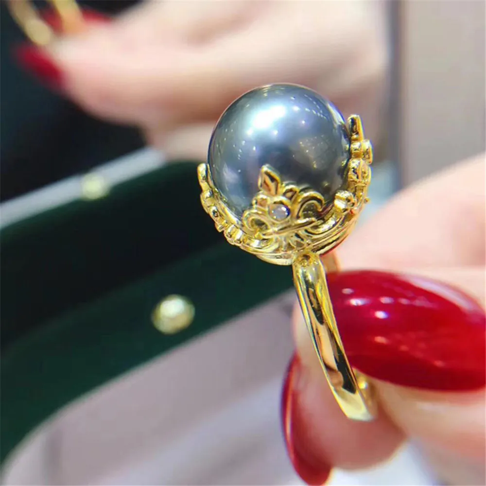 

S925 sterling silver ring vintage hollow pearl concealer DIY pearl accessories Fit 11-13mm beads