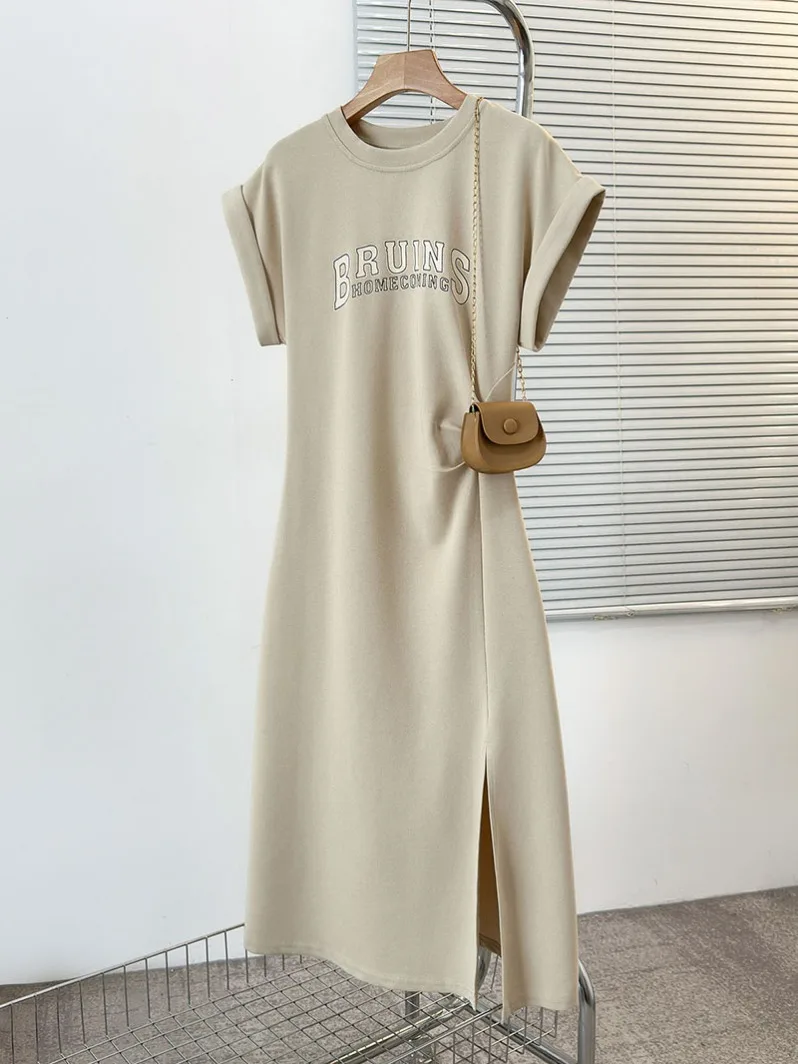 فستان نسائي كاجوال بأكمام قصيرة ، فساتين متوسطة ال...