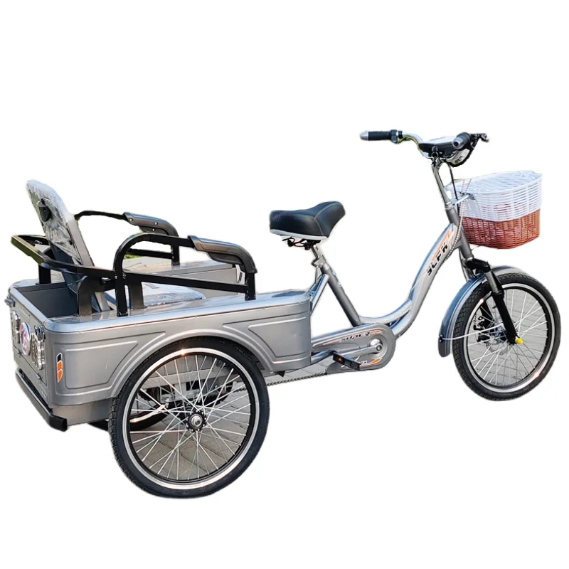 Bicicletta da carico elettrica a tre ruote per adulti 48V 250W con triciclo elettrico per sedile passeggero per batteria al litio rimovibile - immagine 5