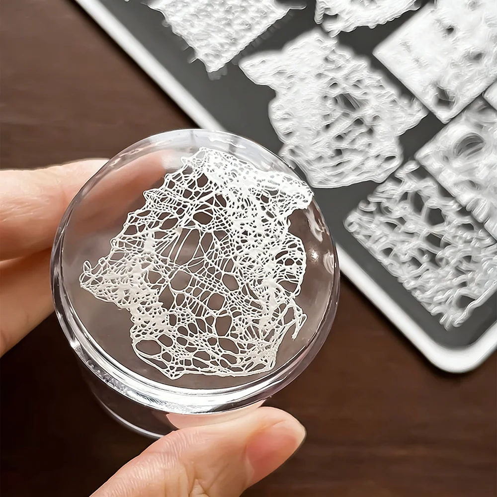 고딕 레이스 네일 스탬핑 플레이트 불규칙한 거미줄 프렌치 레이스 웨이브 라인 네일 아트 템플릿 스테인리스 스틸 네일 스텐실 도구