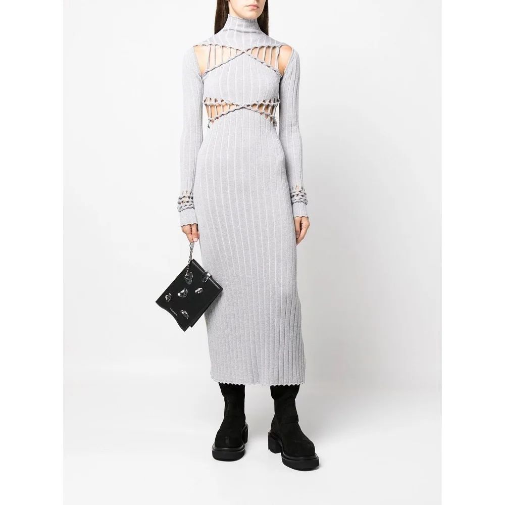 

2023 Summer Women's Knit Hollow Tight Elegant Women's Dress y2k Dress New Fashion High Quality Stretch Sexy Long traf bra XL