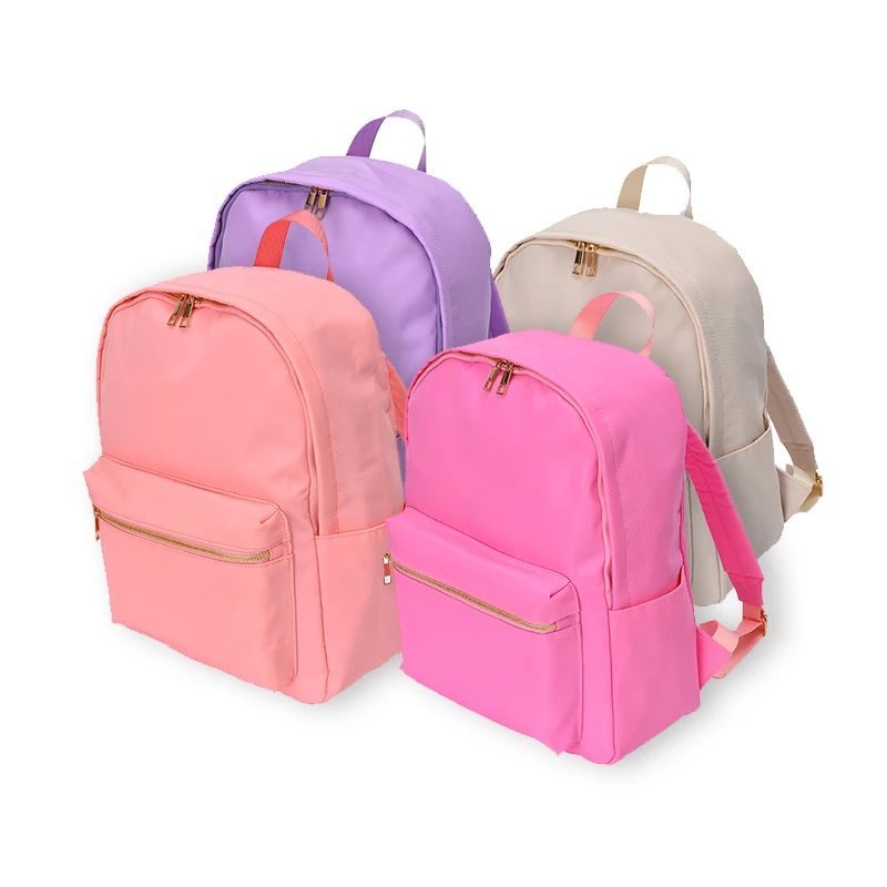 Classic Solid Color Nylon Material Simple Durable Leisure Travel Bag Kids Fashion School Bag M L