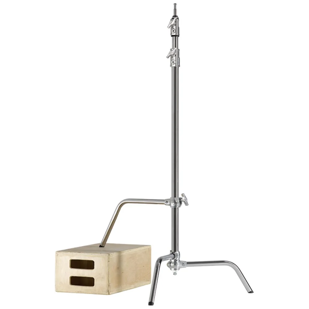 KUPO 20" Master C-Stand W/ Sliding Legs Maximum Height 199cm/78.3" W/ 5/8&rdquo; (16mm) Baby Stud CS-20M Silver/ CS-20MB Black