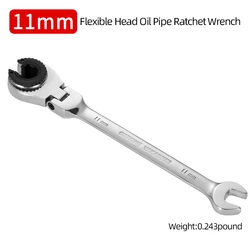 Metric Flex - Head Ratcheting Wrench Set - Professional Chrome Vanadium Steel, Fast and Labor - Saving Dual - Use Tool (11mm)