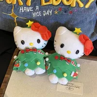 Christmas Hello Kitty Plush Toy Pendant Sanrio KT Cat Christmas Tree Dress Up Doll Keychain Decorative Bag Accessories Xmas Gift 1