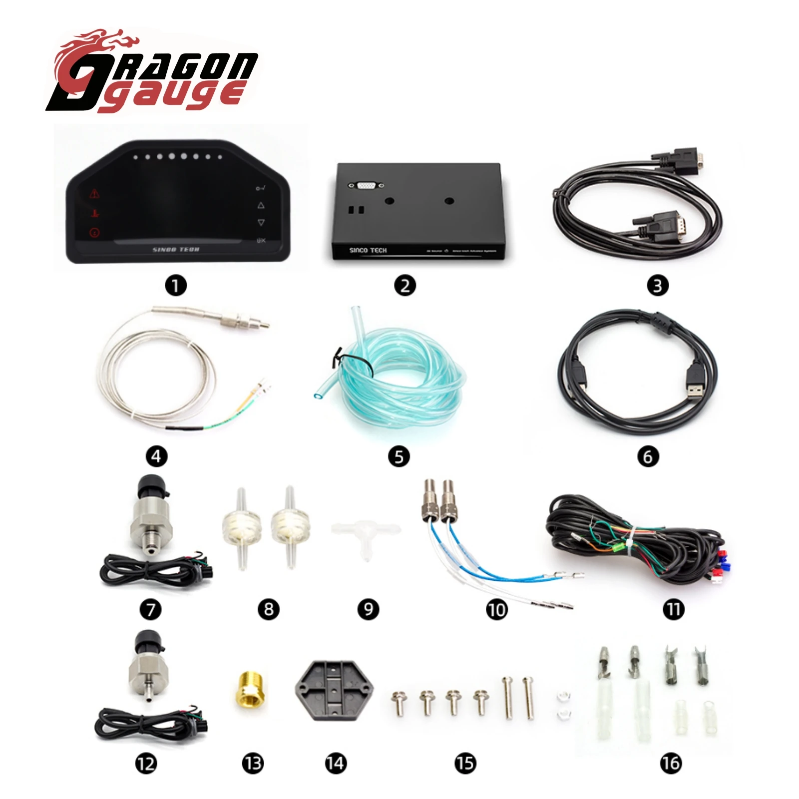 Racing Gauge 9 en 1 Panel de tablero de carrera Pantalla LCD de tablero multifunción con kit de sensores DO928 6