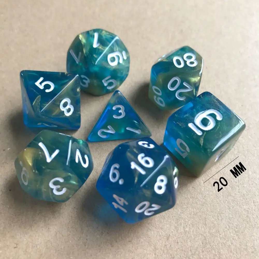 Dice Set 7Pcs Double-Colors Polyhedral Dices With Pouch For Board Game Role Playing Game Party