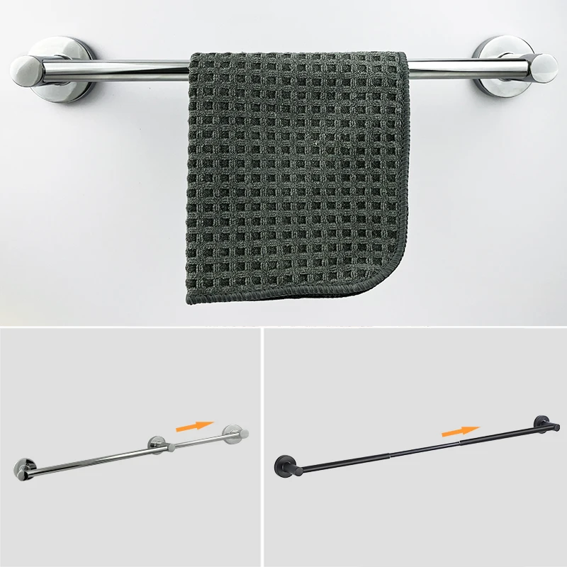 ELLEN Adjustable Single Towel Bar Expandable Bath Towel Holder Bathroom Wall Chrome or Black Rack EL9924