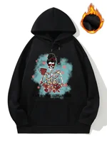 Halloween Santa Skull Women Big Size Hood Sweatshirt Oversize Fleece Hoodies and Sweatshirt Plus Size Tops Sport Pullover Hoodie