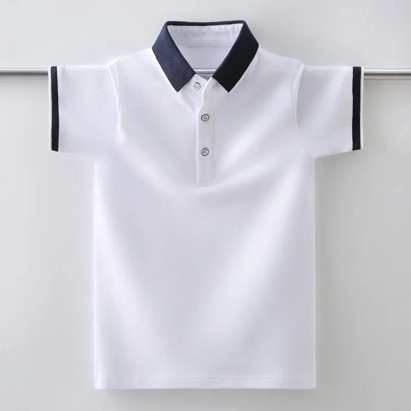 

Children's School Uniform Polo Shirt Summer Cotton Fashion Brand Design Kids Short Sleeve Tops For Teen Boys 120-170 Wear