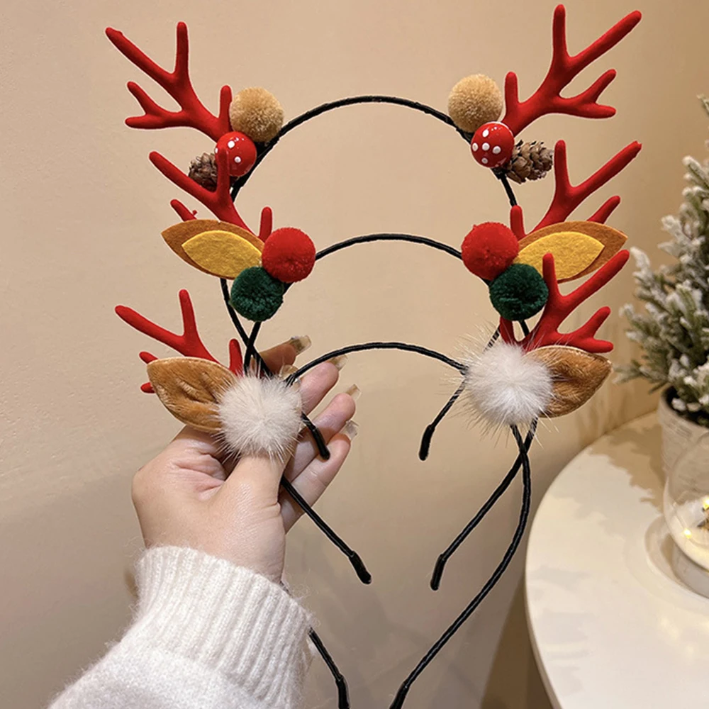 

Christmas Reindeer Antlers Hair Hoop Girls Plush Elk Headbands Xmas Party Cosplay Hair Bands Festival Hair Accessories Gifts