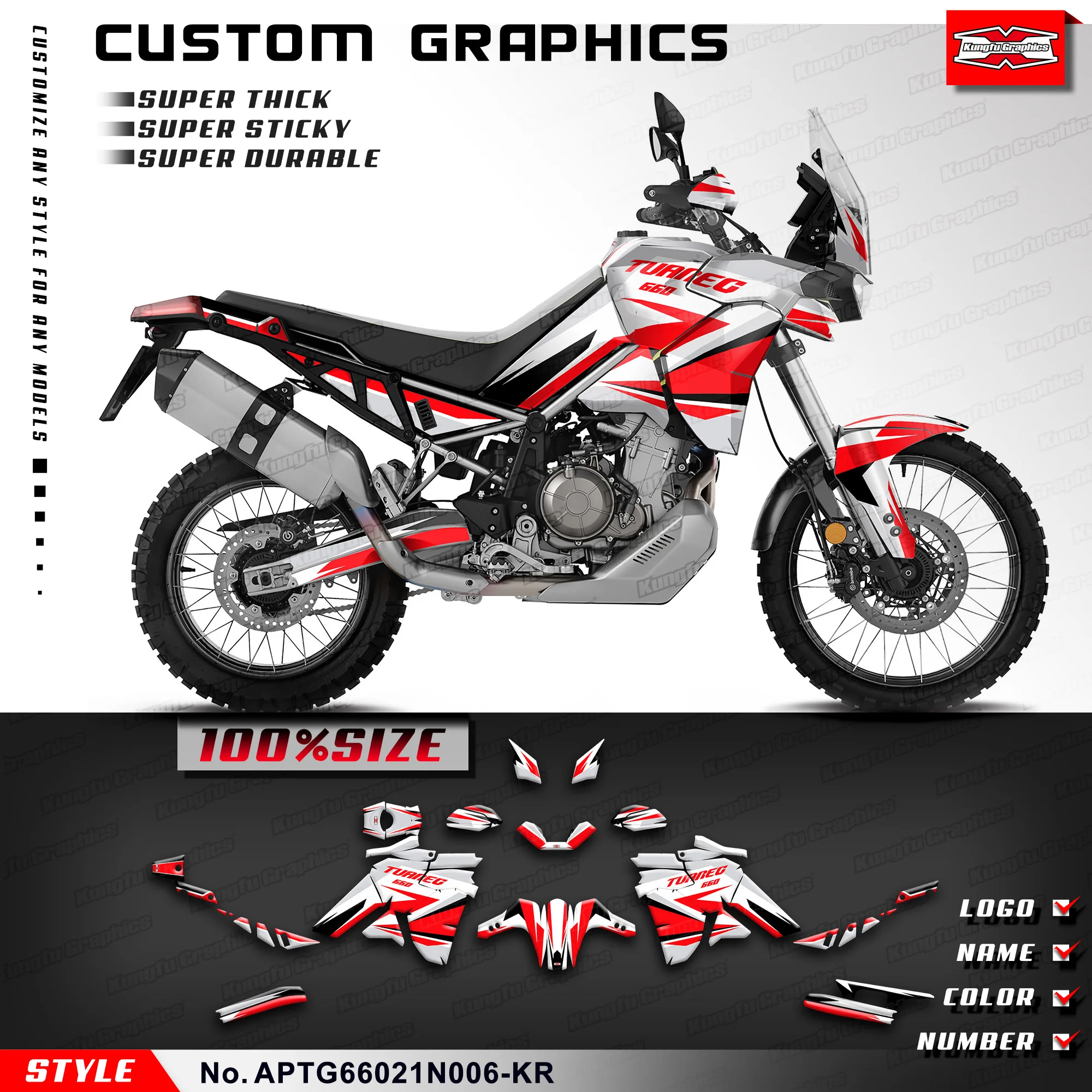 

KUNGFU GRAPHICS Racing Graphics Wrap Design for Aprilia Tuareg 660 2021 2022 2023, APTG66021N006-KR