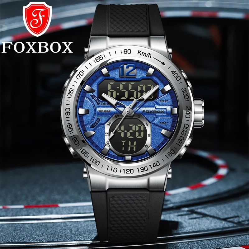 FOXBOX Mens Sports Watches Men Quartz LED Digital Clock Top Brand Luxury Male Fashion Silica Gel Waterproof Military Wrist Watch skmei fashion casual men s watches comfortable silica gel strap date waterproof sport quartz wristwatch male clock reloj hombre