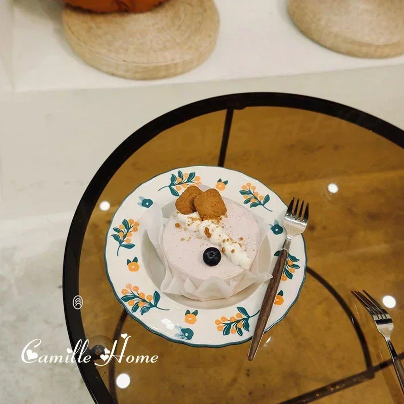 8inch Ceramic Plate Tableware Flat Plates Dessert Dish Cake Saucer Salad Plates and Dishes Carton Dinner