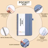 Spiral Password Keeper Book 56 Sheets Alphabetical Tabs Notebook PU Leather Cover Pen Holder Secure Internet Password Organizer 2