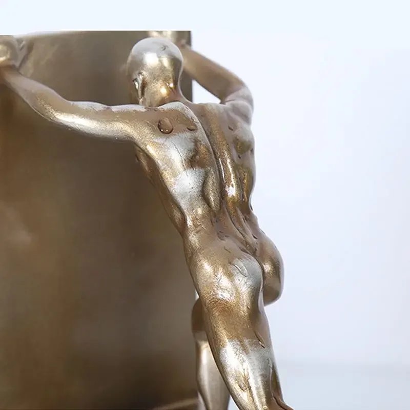 1 Pair Decorative Book Shelf Bookends, Golden Man Pushing Book Support, Stopper Ornaments Resin Craft For Home Cabinet