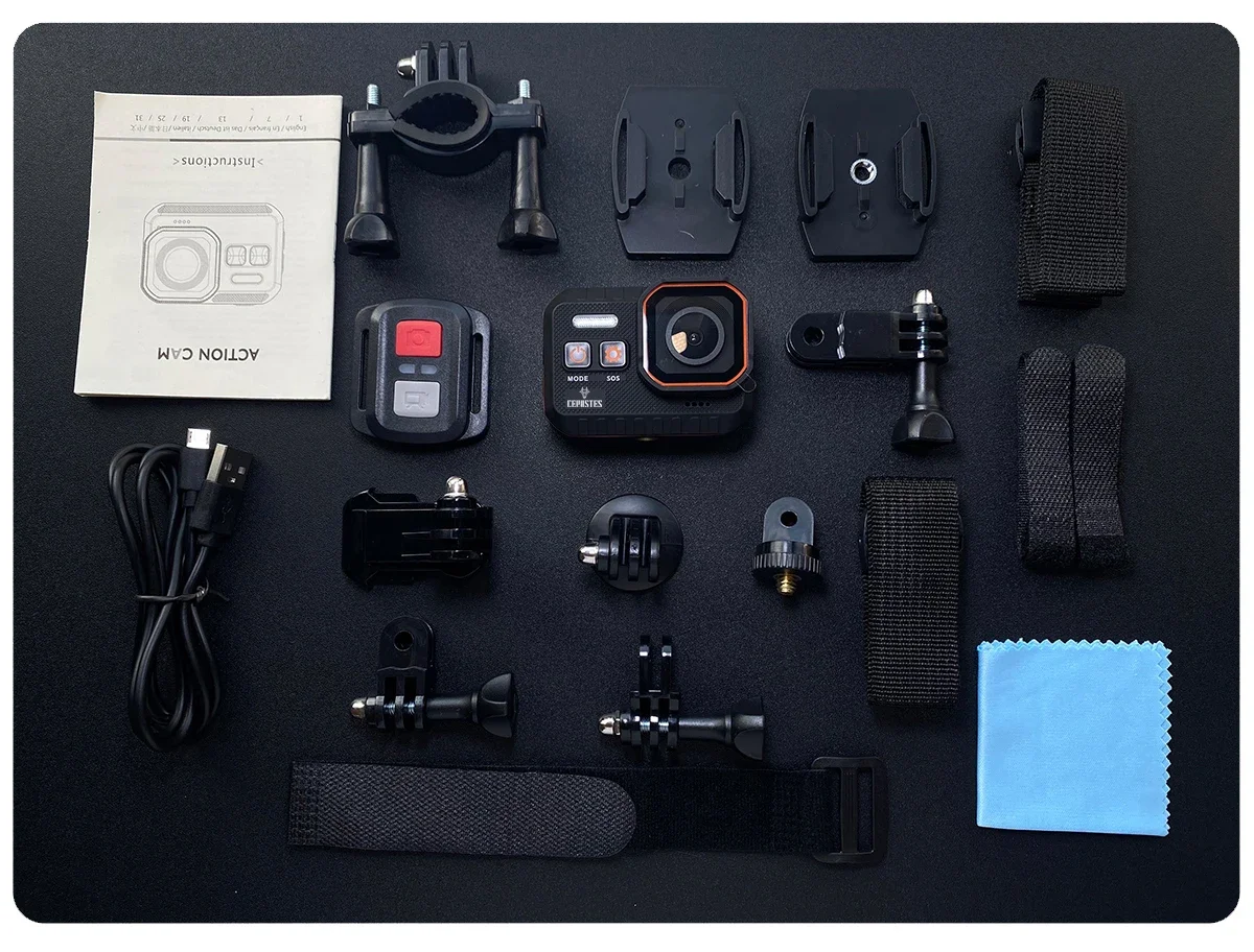 Action Camera CERASTES 4K60FPS 1/2.4&Prime; 16MP Sensor With Remote Control Screen Waterproof up to 10m 170&deg; Ultra-Wide