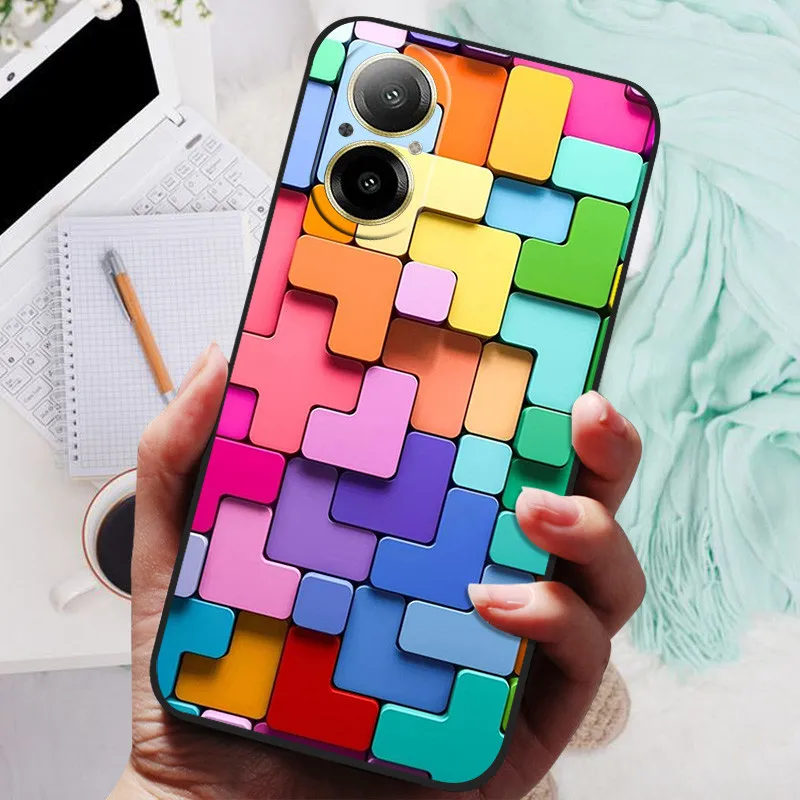 Floral Painted Silicone Phone Case - Black Matte Finish