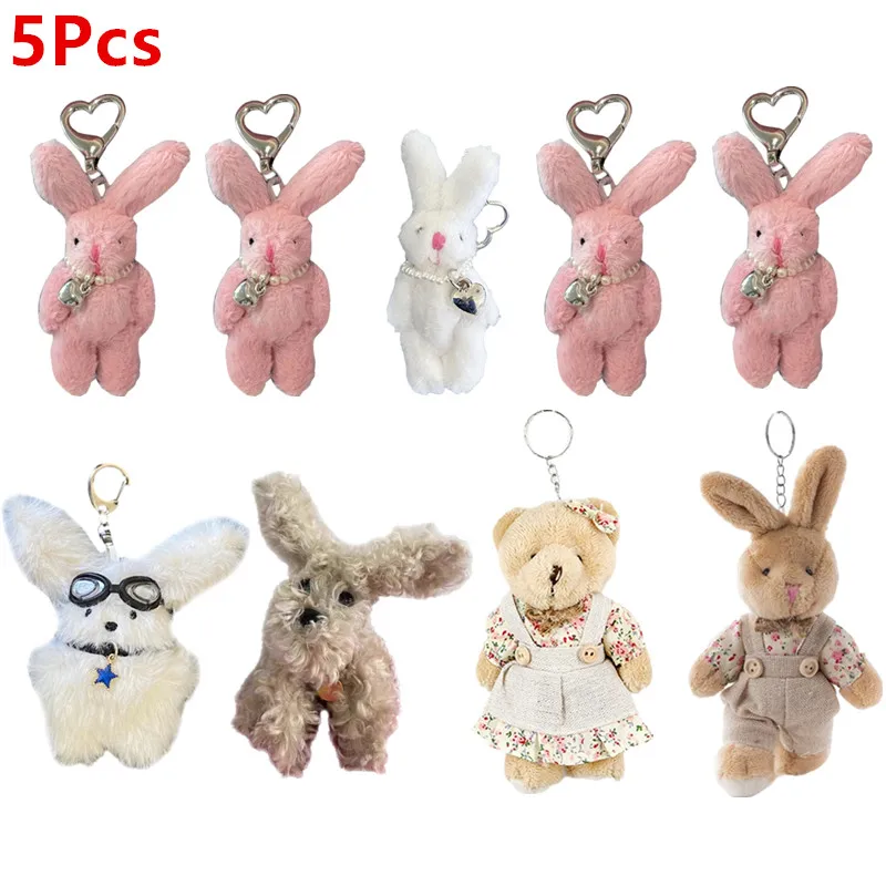 5Pcs/3/1Pc Cartoon Pink Rabbit Toy with Heart Pendant Plush Dolls ...