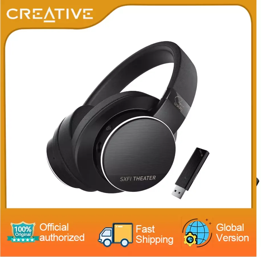 

Creative SXFI Theater 2.4 GHz Low-Latency Wireless USB Headphones with Super X-Fi, 50mm Drivers, Up to 30 Hours of Battery Life,