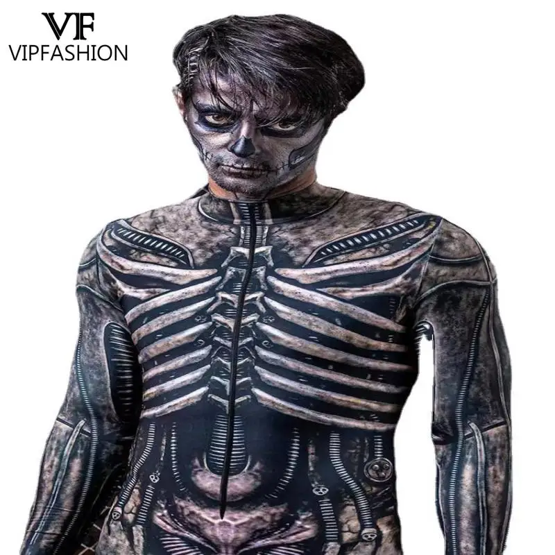 Men Skeleton Costume Purim Halloween Party Jumpsuit Adult Zentai Bodysuit Long Sleeve Carnival Performance Outfit cosplay costume men festival costume set
