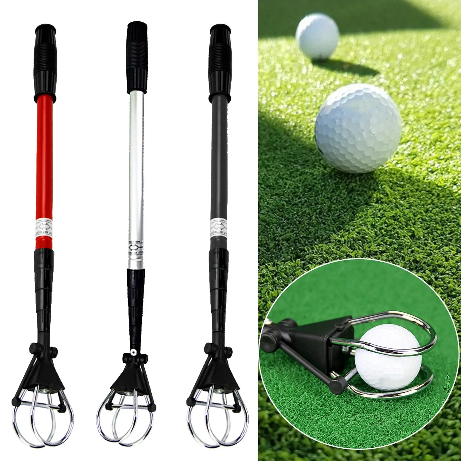 Golf Ball Pick Up Retriever Grabber Tool Putter Grip Practical