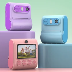 46MP Instant Camera Kids Video Camera 2.4 Inch IPS Screen Child Selfie Camera Toy with 3 Rolls Photo Paper Mini Thermal Printer