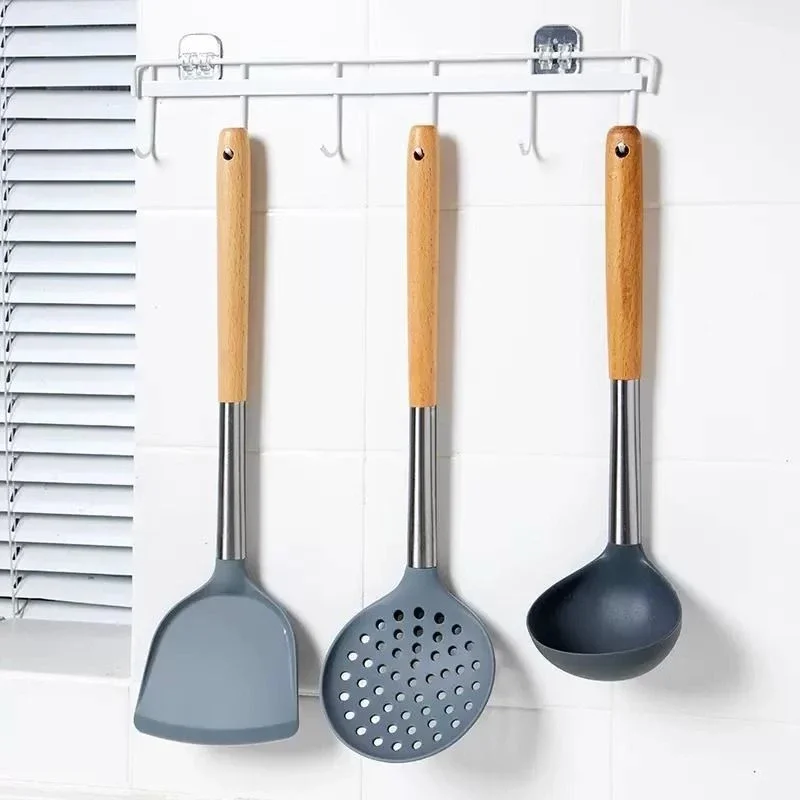 4pcs Silicone Cookware Set Kitchen Cooking Tools Non-stick Shovel Omelette Spatula Large Soup Spoon Strainer Kitchen Accessories