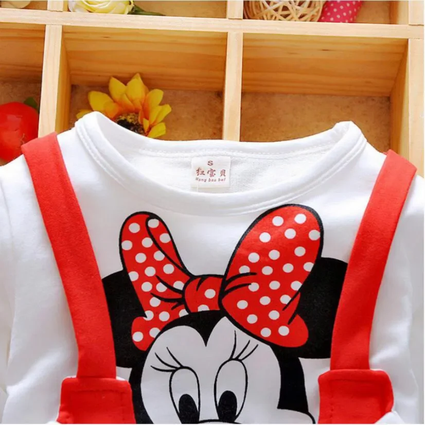 Spring Autumn Cotton Girls Dress Cartoon Mickey Minnie Mouse Print Beautiful Princess Party Long Sleeve Pajama Tops Kid Clothes children pajamas sets