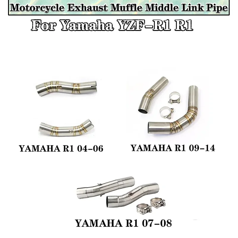 

R1 Motorcycle Exhaust Muffle Middle Link Pipe Middle Section Of Exhaust System For Yamaha YZF-R1 R1 2004-2019 Replacement Parts