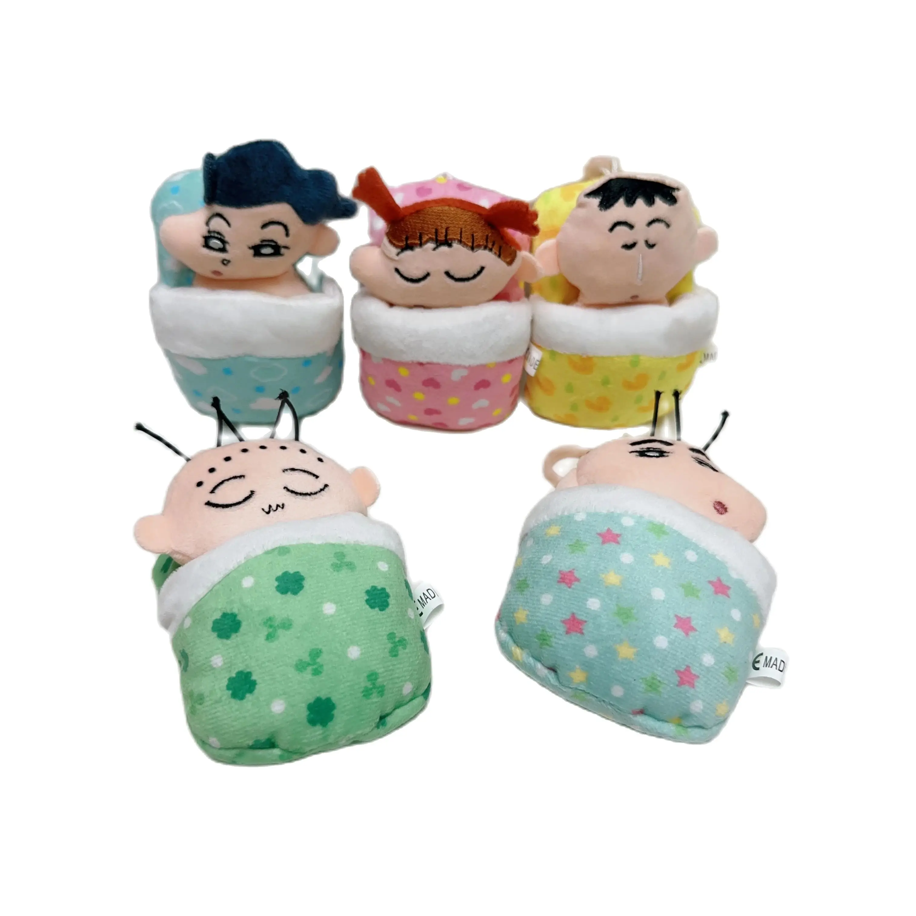 애니메이션 짱구 봉제 장난감 열쇠 고리, Boneka 작은 흰색 개 잠자는  인형 펜던트 선물, 도매, 10cm 당 30 개
