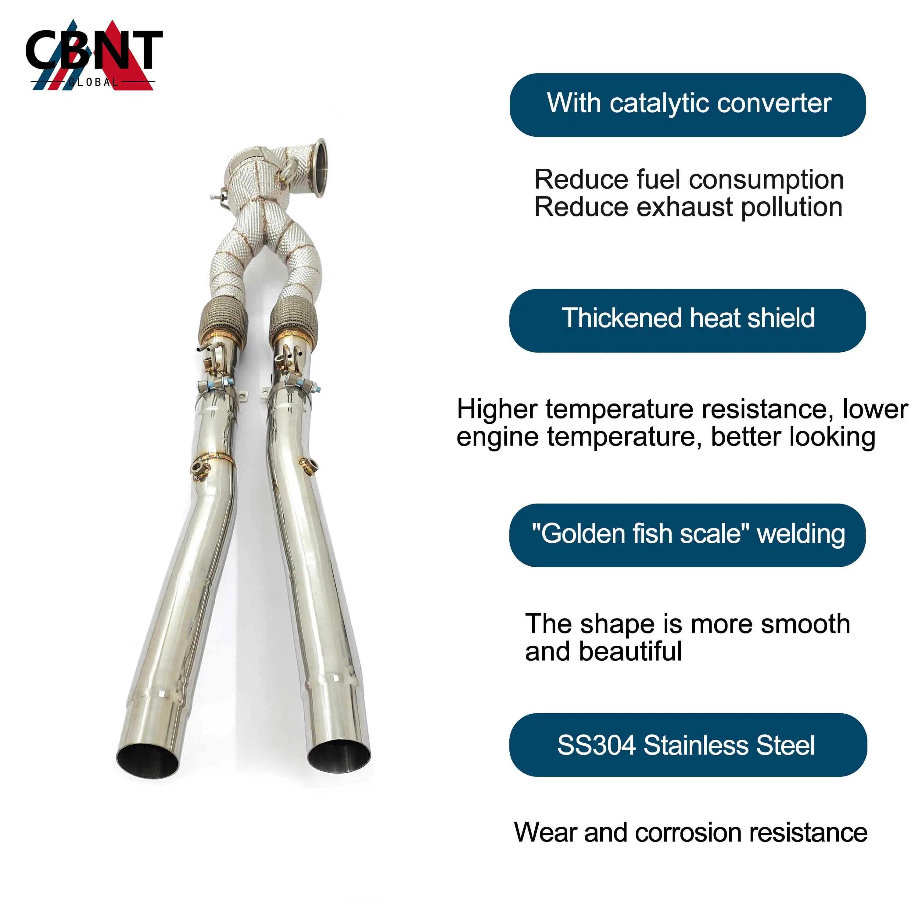 CBNT Catted/Catless Downpipe for Audi RS3 RSQ3 TTRS 2.5T with OPF Exhaust Header with Heat Shield SS304 Exhaust System