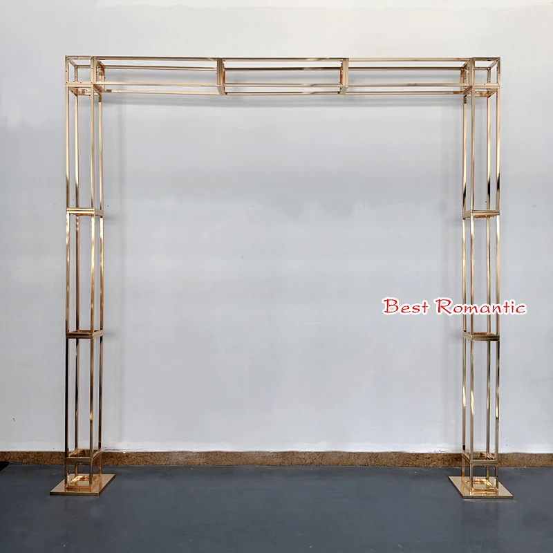 Factory source iron plating France gold color arch outdoor wedding square frame wedding card photo background frame