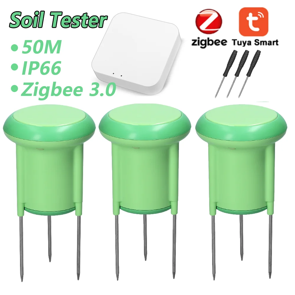 Tuya ZigBee Soil Tester Temperature Humidity Sensor Tuya APP Control Support View History Device Sharing Use with Gateways soil tester